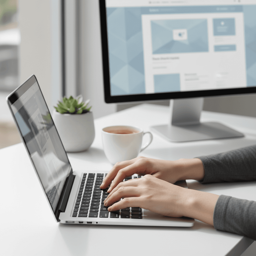 Modern website in development on a large monitor