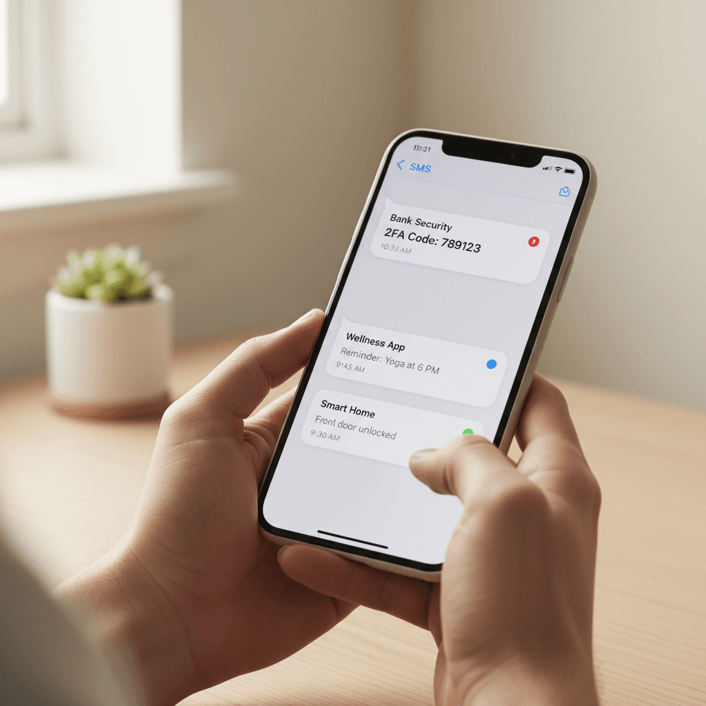 Hand holding a smartphone with a blurred voicemail screen